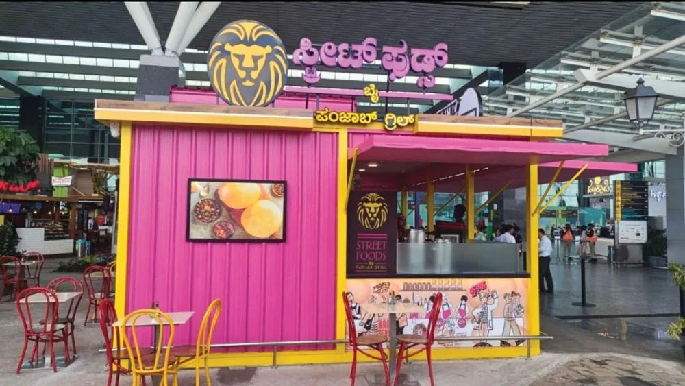 Street Foods by Punjab Grill kiosk at Bengaluru Airport by LK Craftwood